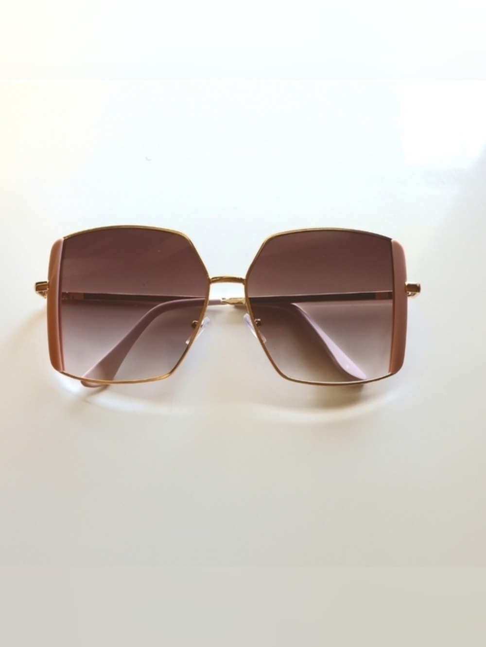 Gold and Blush Pink Square Sunglasses